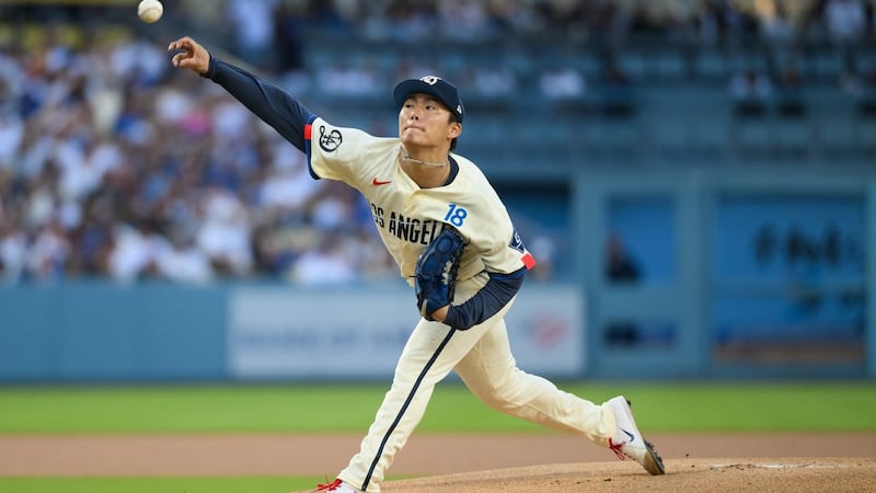 Dodgers erupt for nine-run first as Yamamoto dominates over eight innings in rout of Angels