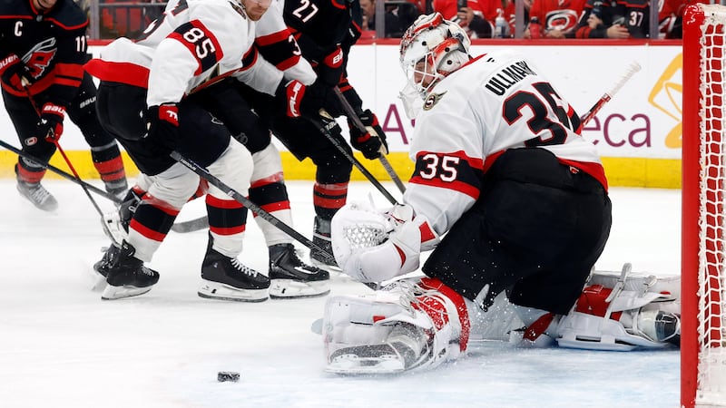 Senators’ Ullmark stops Hurricanes’ Martinook on OT penalty shot in Game 2