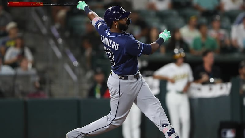 Caminero hits three-run homer as Rays use eight-run eighth to rally past Athletics
