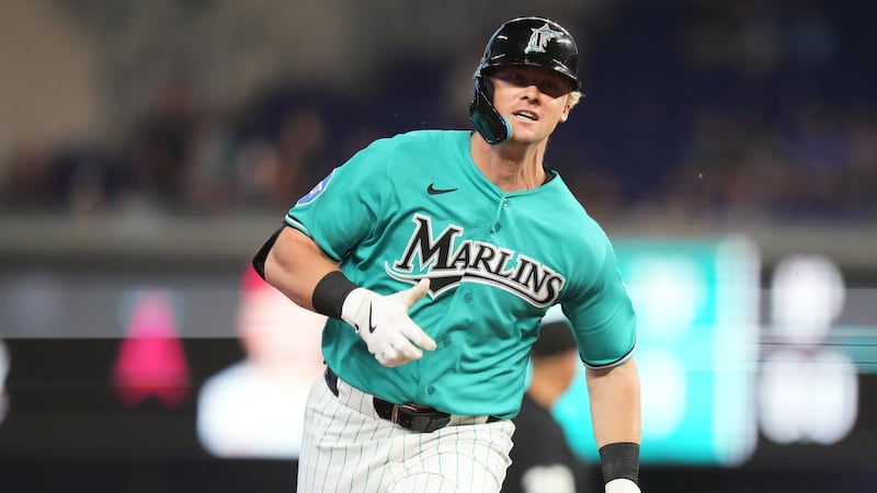 Stowers has 2 hits and 2 RBIs, then leaves with hamstring discomfort as Marlins beat Angels