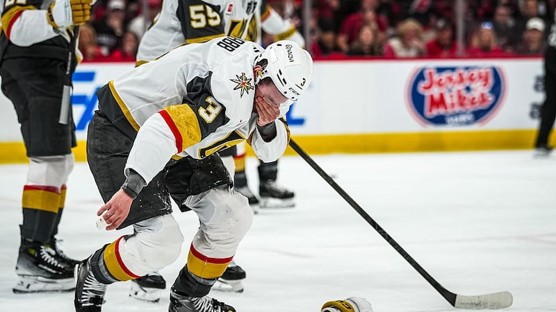 Golden Knights D McNabb taken to hospital after getting struck in face by puck