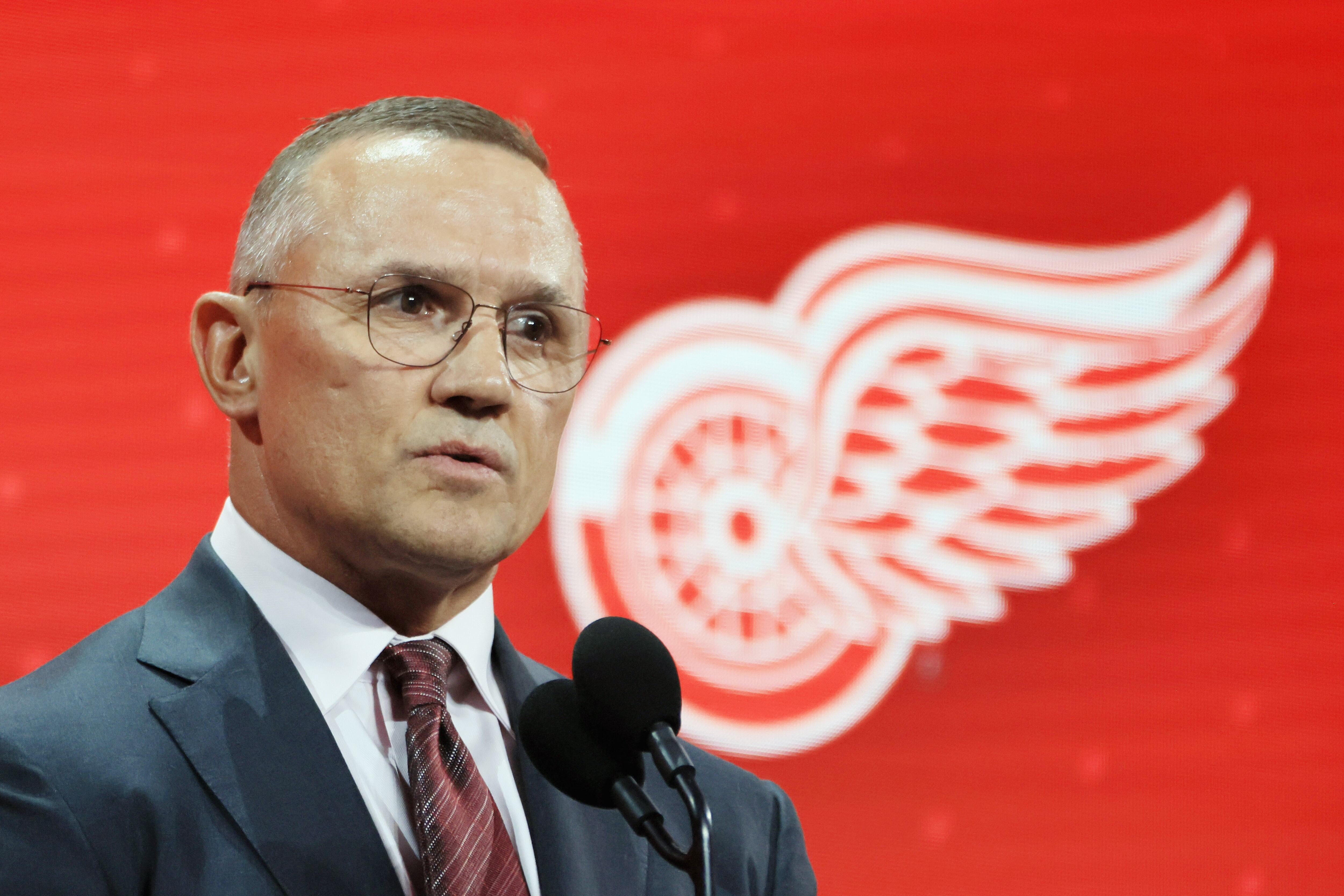 Steve Yzerman representing the Detroit Red Wings organization