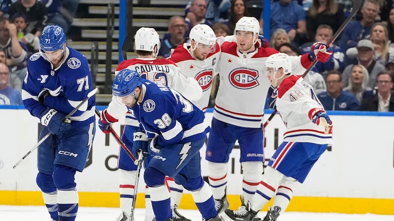 Slafkovsky completes hat trick in overtime to give Habs Game 1 over Lightning