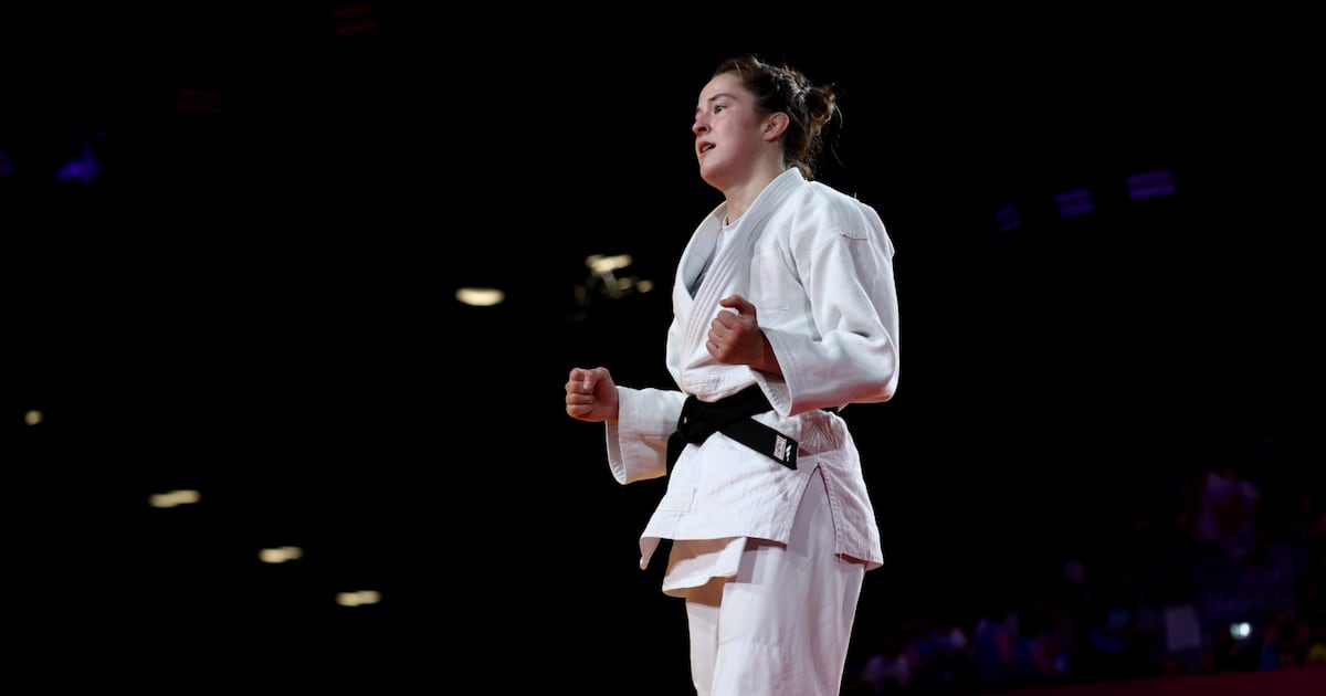 Photo: TSN GLASGOW, SCOTLAND - AUGUST 01: Laurence Biron of Team Canada celebrates victory against Sophie Wood of Team Scotland during