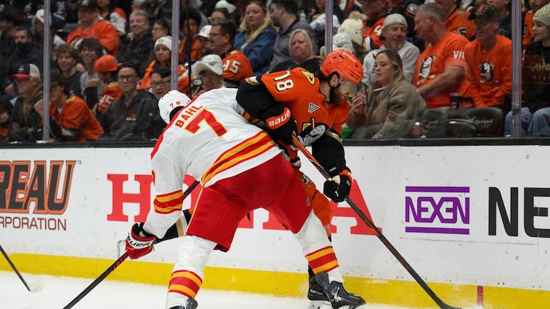 Late third period goal pushes Flames to first win of season over Ducks