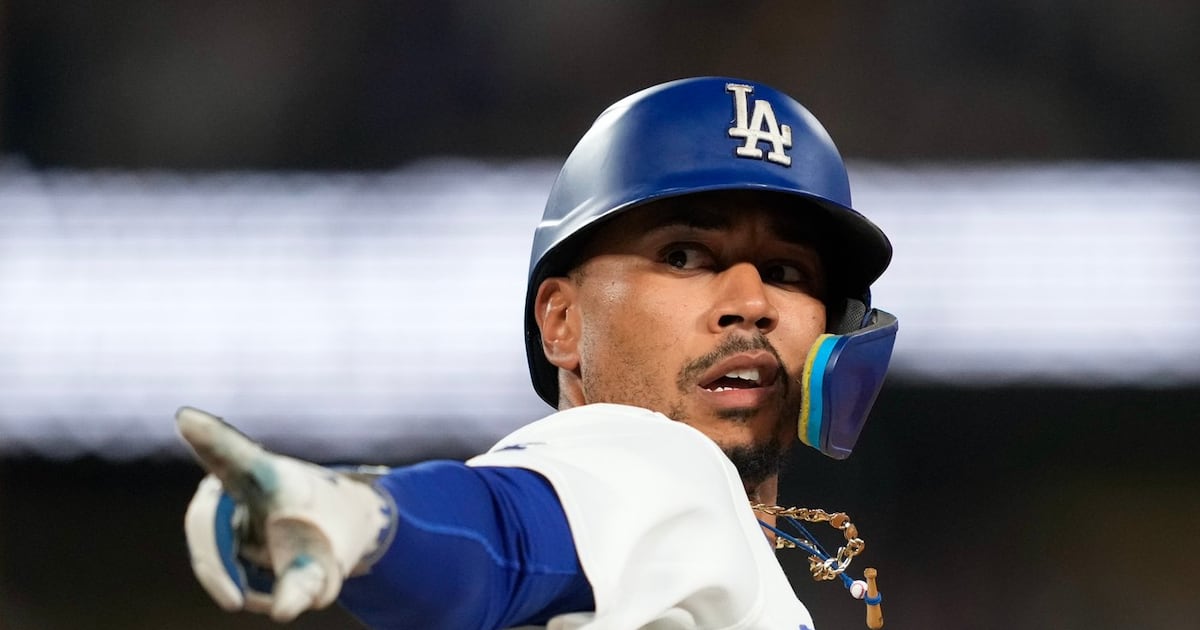 Photo: tsn.ca Los Angeles Dodgers' Mookie Betts gestures after hitting a two-run home run during the eighth inning of a baseball game