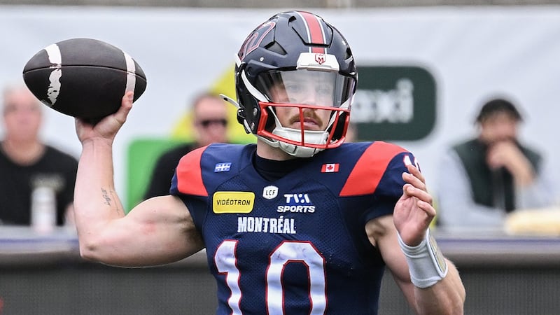 Alouettes’ Alexander throws five TDs, reaches 5,000 yards in big win over Roughriders
