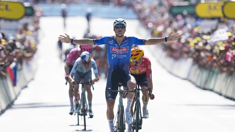 Van der Poel powers to victory on ninth stage of Tour de France as Pogacar keeps yellow jersey