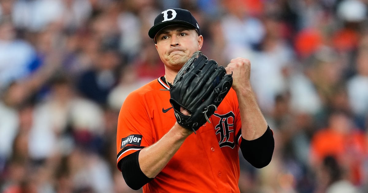 Photo: TSN Detroit Tigers pitcher Tarik Skubal reacts to the final out against the Kansas City Royals during the seventh inning of a
