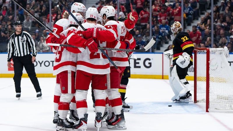 Raymond scores two, Red Wings smother Canucks for win