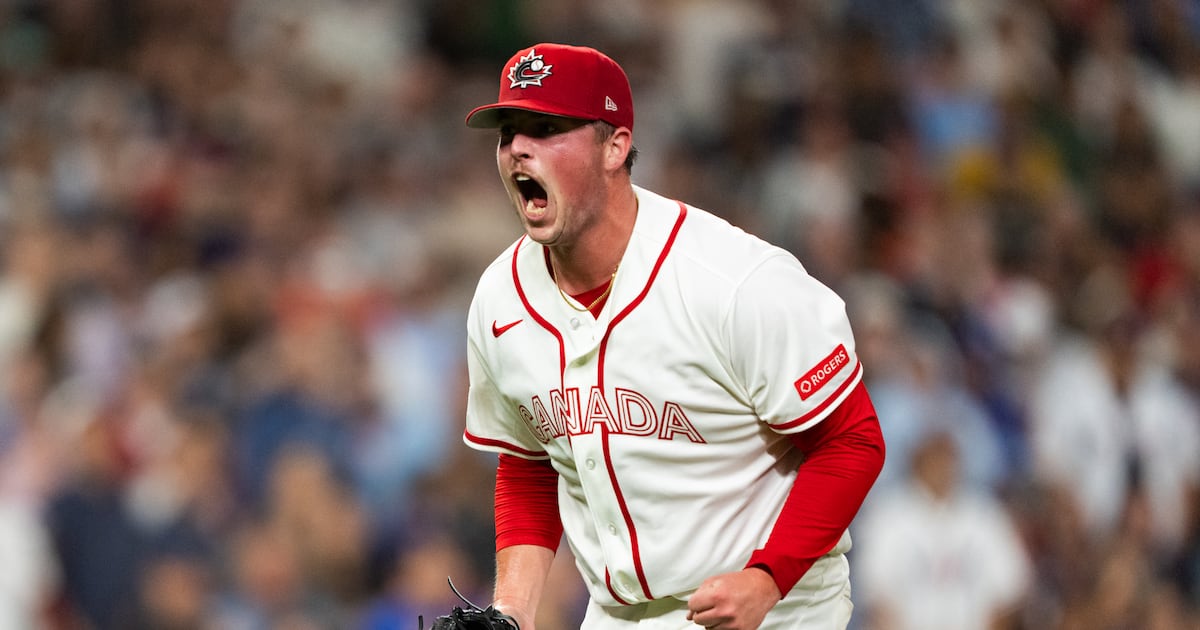 Photo: tsn.ca HOUSTON, TEXAS - MARCH 13: Matt Wilkinson #35 of Canada reacts to an out in the eighth inning during a game between the