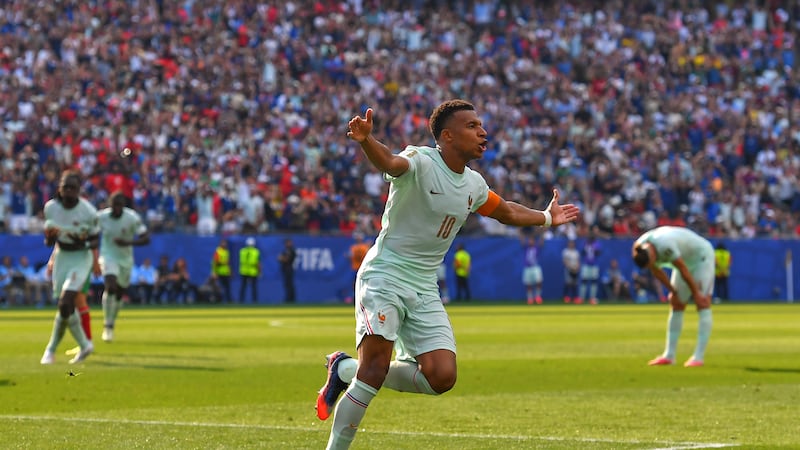 France star Mbappé scores after first-half penalty kick miss