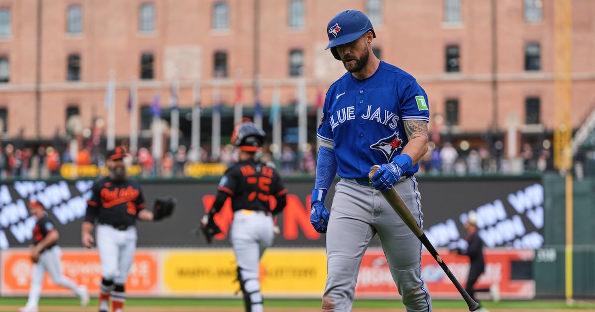 Photo: tsn.ca Toronto Blue Jays' Nathan Lukes reacts after striking out swinging to end the ninth inning in a loss in the first baseball