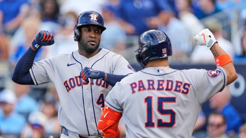 Alvarez hits two homers, including grand slam, in first inning as Astros beat Royals