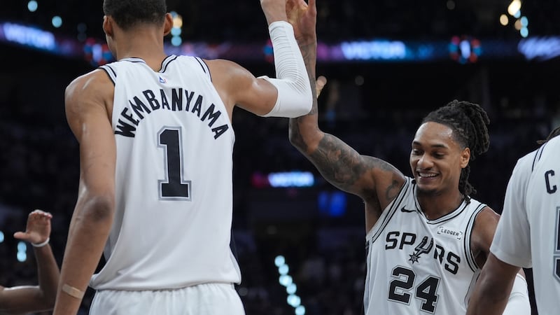 Wembanyama has double-double as Spurs beat Trail Blazers to advance to second round
