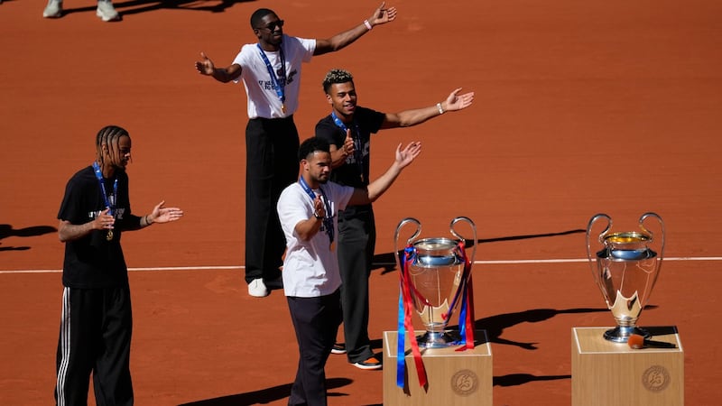 PSG stars bring Champions League trophy to Roland-Garros