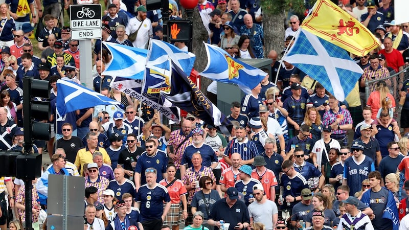 Scotland’s Tartan Army marches to Fenway Park after historic World Cup win