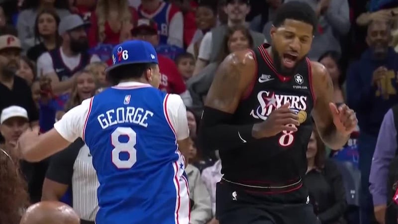 76ers fan wins $10,000, celebrates with Tyrese Maxey and Paul George