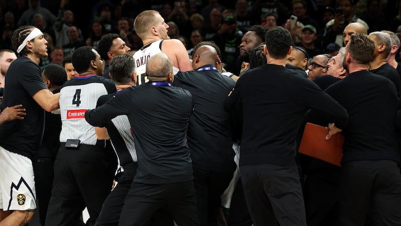 Timberwolves and Nuggets get into a scuffle in the closing seconds