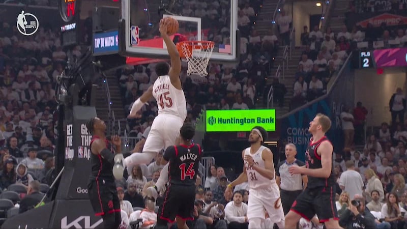 Donovan Mitchell jumps out of the gym for a massive slam