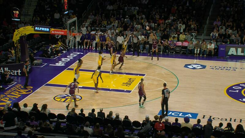 Rice gets a standing ovation from the LA crowd then drills the 3 for the Tempo