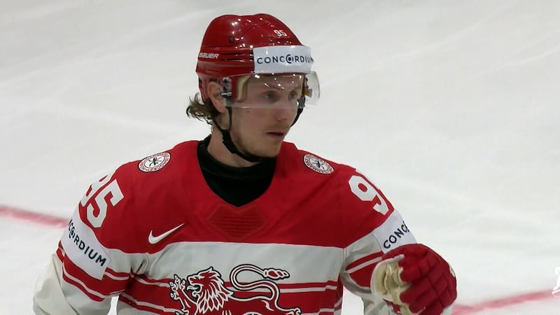 Nick Olesen gets Denmark on the board with the goal off the face-off