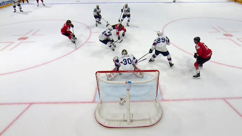 Scheifele goes top shelf with a diving goal to get Canada's first against Norway