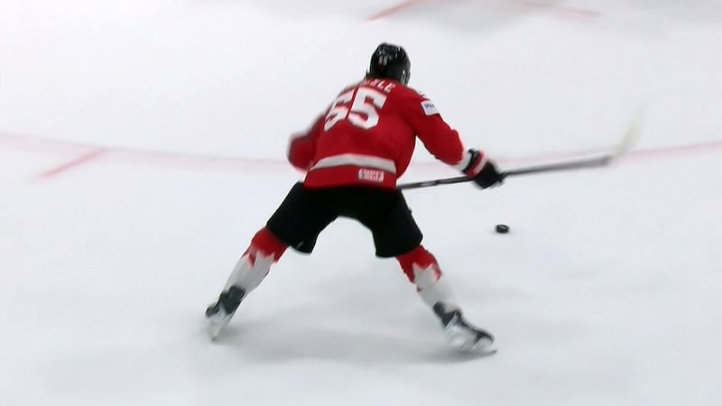 Scheifele slaps home the equalizer for his second goal of the game