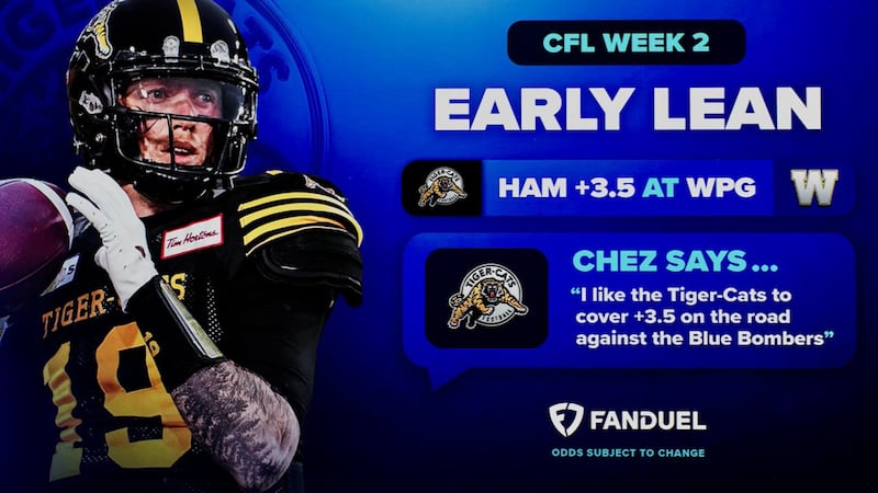 CFL Early Lean: Chez likes Ticats to cover on the road against Bombers