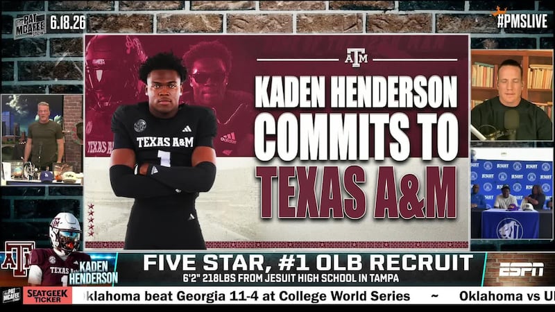 No. 1 OLB Kaden Henderson commits to Texas A&M on McAfee