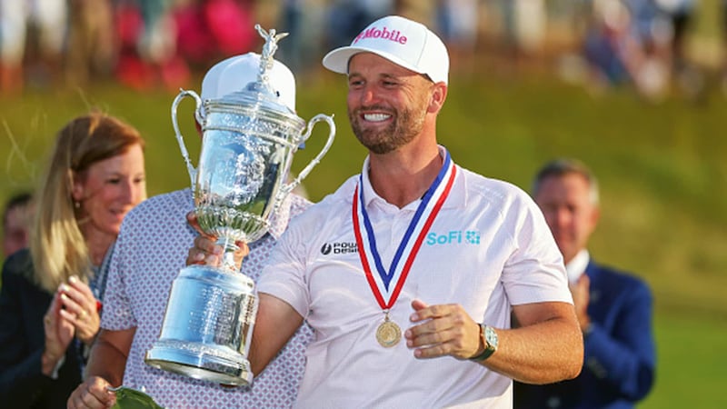 Must See: Wyndham Clark hoists U.S. Open Trophy for the second time in four years