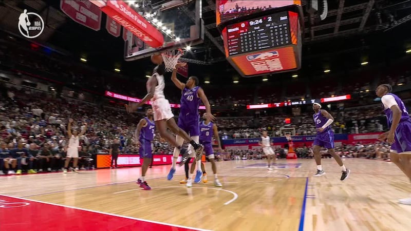 AJ Dybantsa scores reverse layup for his first NBA Summer League basket