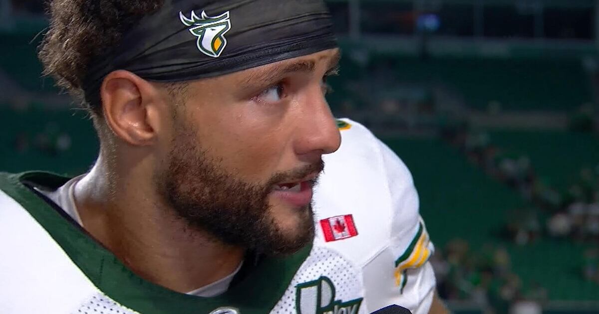 Edmonton Elks receiver Austin Mack after his two-touchdown performance against Saskatchewan