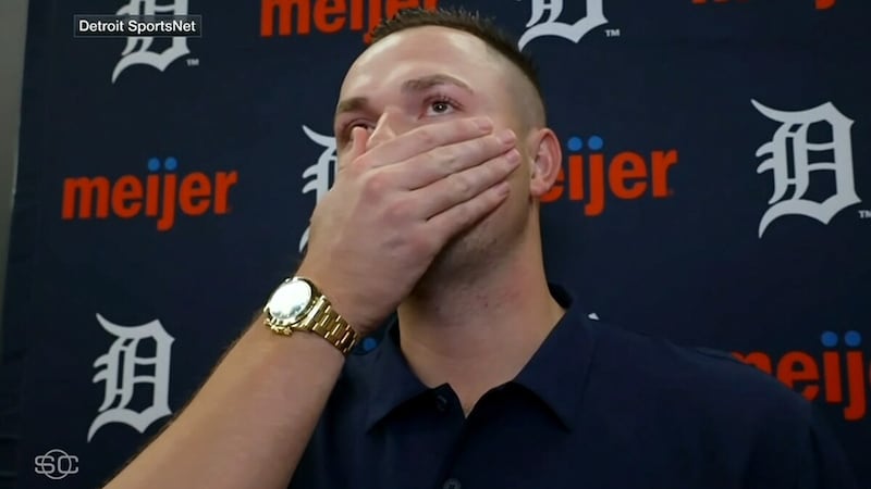 Tarik Skubal fights back tears in emotional farewell to Tigers