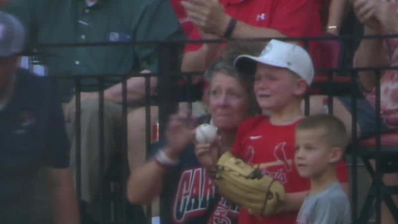 Young Cardinals fan emotional after catching foul ball