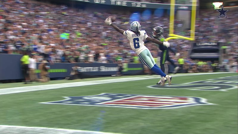 Cowboys WR Camden Brown makes terrific one-handed snag for a TD