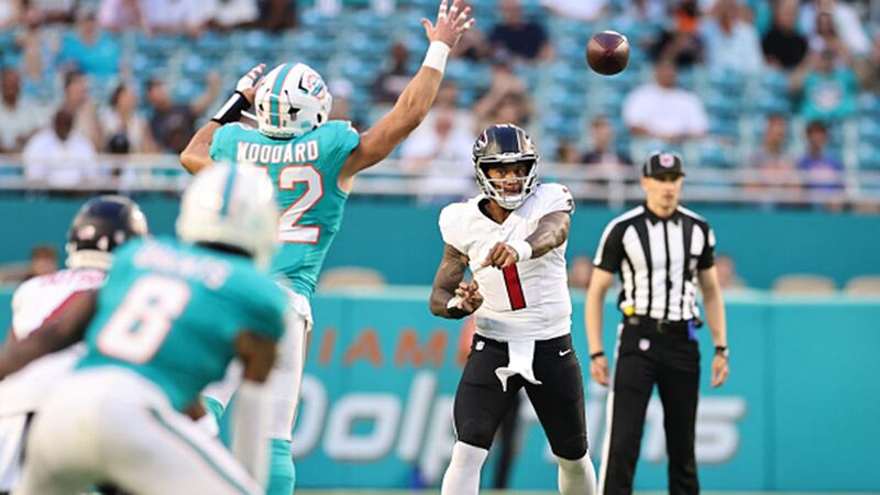 Tagovailoa leads TD drive and loses fumble in Falcons' preseason win vs. Dolphins