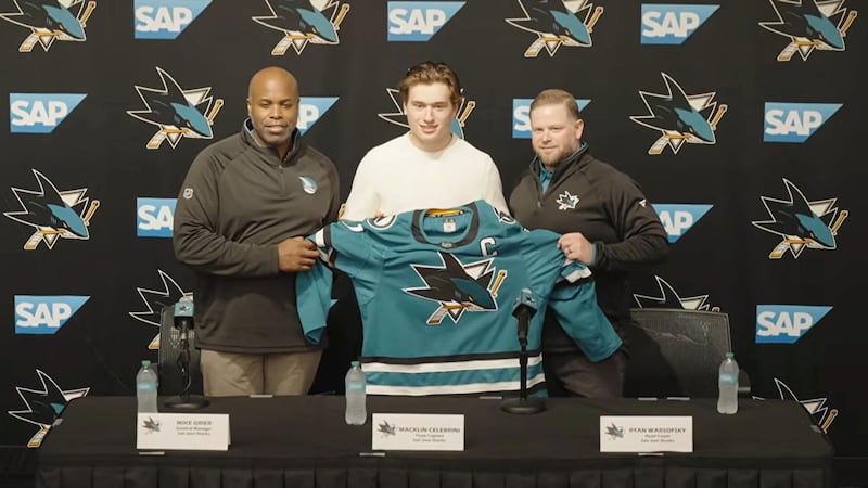 'Huge honour to wear the C': Celebrini meets with media as Sharks captain