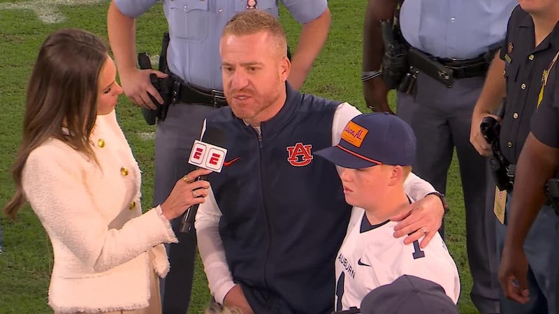 Alex Golesh gets emotional after Auburn stuns No. 1 Georgia