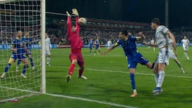 Vasilj makes a massive save on Italy's Esposito to keep the game tied