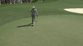 Tommy Fleetwood sinks a nice putt for his third straight birdie