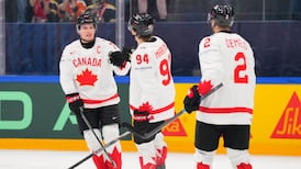 Captain Celebrini shines in rout of Italy
