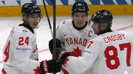 Celebrini unloads backhand shelf for second goal of game