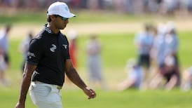 Aaron Rai drills a 39-foot eagle putt to get within a stroke of the lead