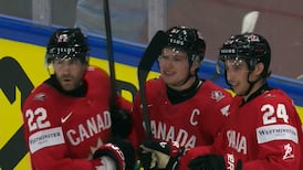 Celebrini buries slick pass from Crosby to get Canada on the board
