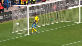Cyle Larin puts home the insurance goal for Southampton in stoppage time